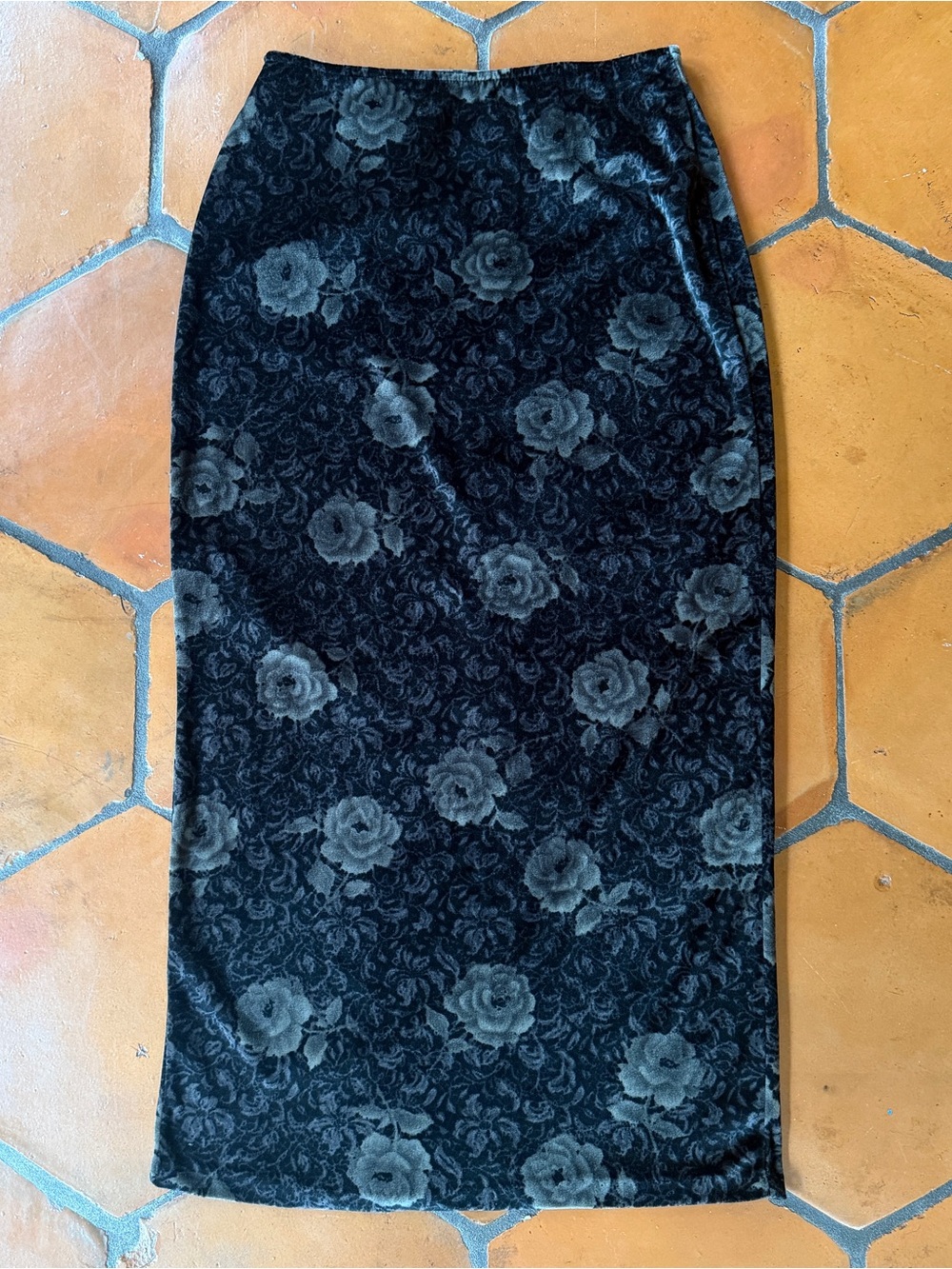 Vintage Maxi Skirt 7 Velvet Whimsigoth Dark Forest Floral Grunge Goth Romantic